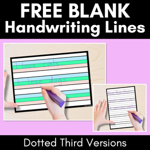 Free Blank Handwriting Worksheets - DOTTED THIRDS VERSION