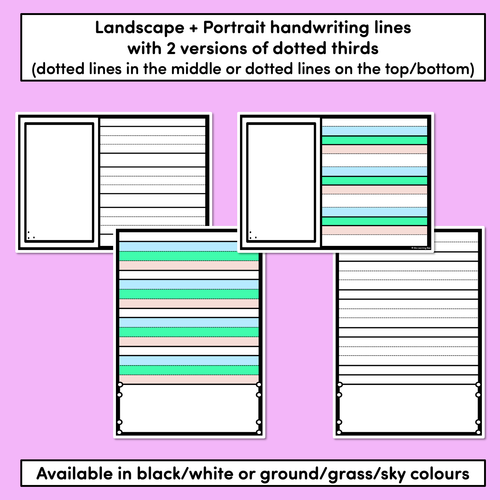 Resource preview 2 for Free Blank Handwriting Worksheets - Write & Illustrate - DOTTED MIDDLE LINE VERSION