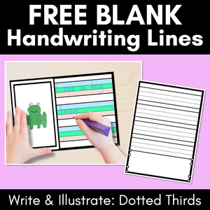 Free Blank Handwriting Worksheets - Write & Illustrate - DOTTED MIDDLE LINE VERSION