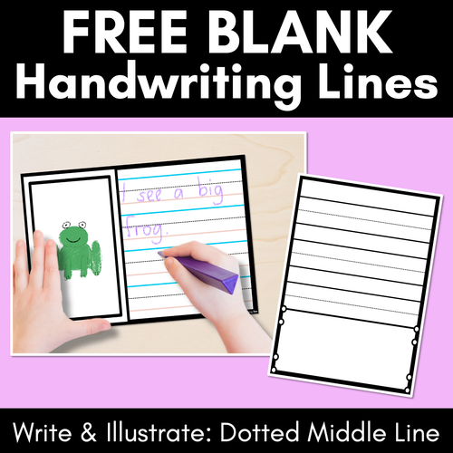 Resource preview 1 for Free Blank Handwriting Worksheets - Write & Illustrate - DOTTED THIRDS VERSION