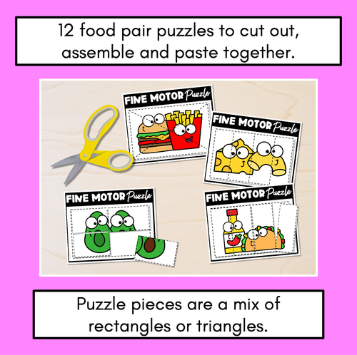 Resource preview 3 for FINE MOTOR PUZZLE TEMPLATES - Food Pairs