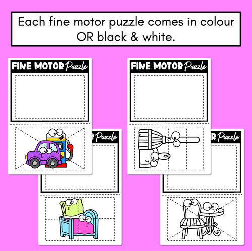 Resource preview 3 for FINE MOTOR PUZZLE TEMPLATES - Everyday Item Pairs