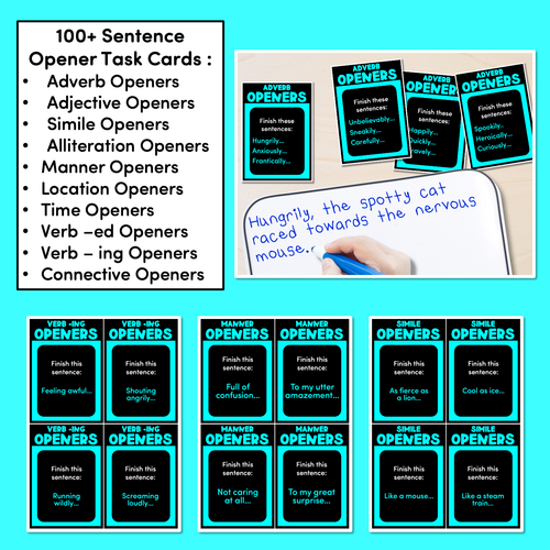 Resource preview 2 for Sentence Openers Task Cards - VCOP aligned