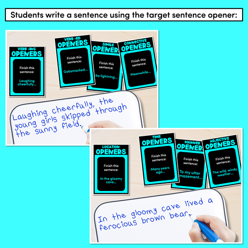 Resource preview 3 for Sentence Openers Task Cards - VCOP aligned