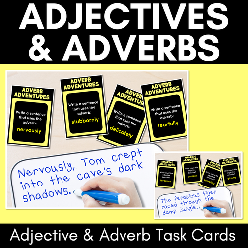 Resource preview 1 for Adjectives and Adverb Task Cards - VCOP aligned