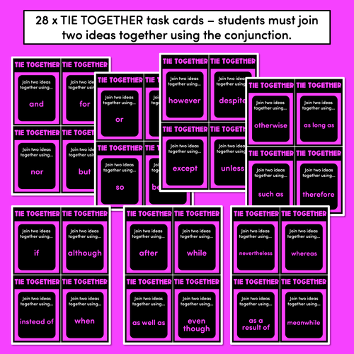 Resource preview 2 for TIE TOGETHER - Conjunction Task Cards - VCOP aligned