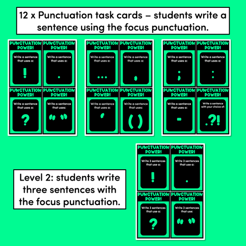 Resource preview 2 for Punctuation Writing Prompt Task Cards - VCOP aligned