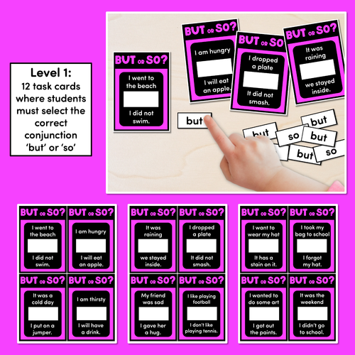 Resource preview 2 for BUT or SO - Conjunction Task Cards - VCOP aligned