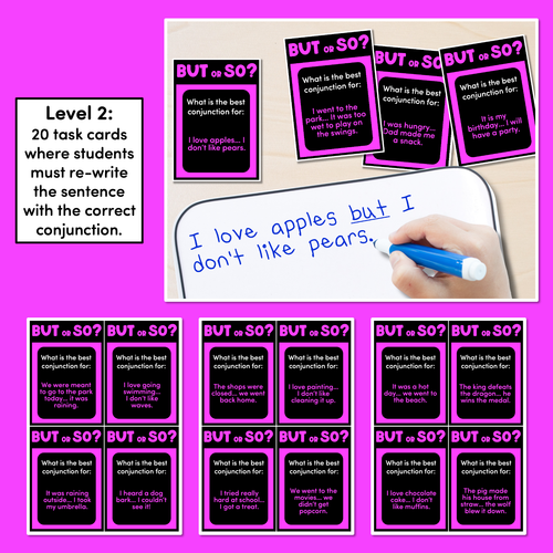 Resource preview 3 for BUT or SO - Conjunction Task Cards - VCOP aligned