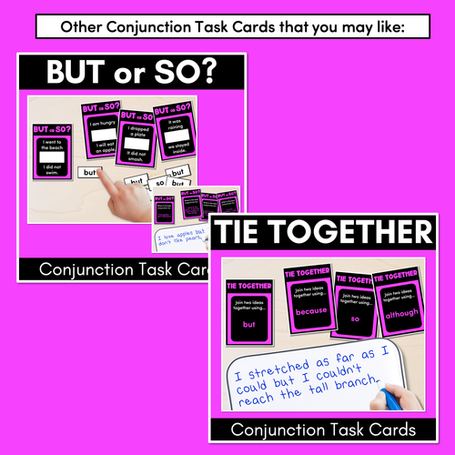 Resource preview 4 for BEFORE or BECAUSE - Conjunction Task Cards - VCOP aligned