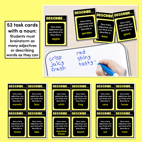 Resource preview 2 for DESCRIBE IT - Descriptive Language & Adjectives Task Cards - VCOP aligned