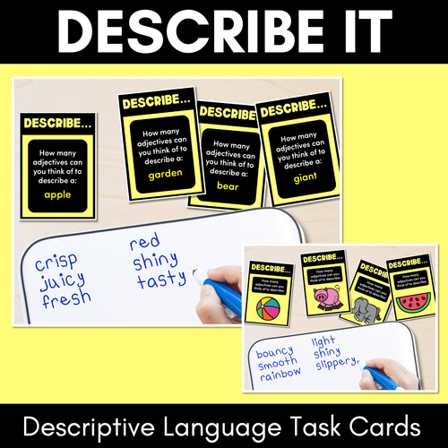 Resource preview 1 for DESCRIBE IT - Descriptive Language & Adjectives Task Cards - VCOP aligned