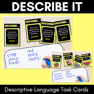 DESCRIBE IT - Descriptive Language & Adjectives Task Cards - VCOP aligned