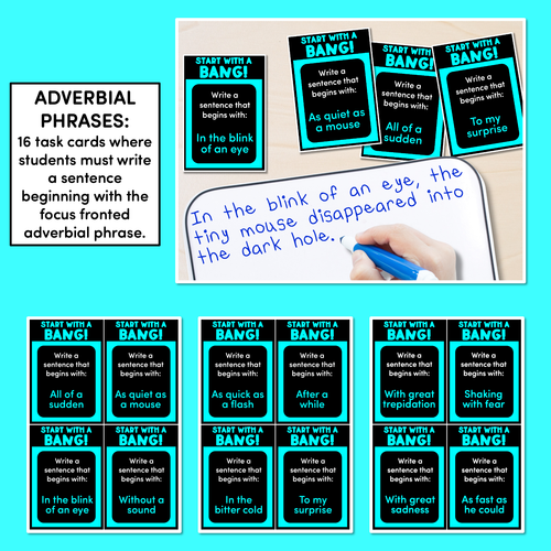 Resource preview 3 for Sentence Openers Task Cards - Start with a Bang - VCOP aligned