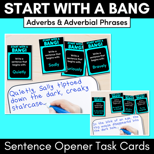 Resource preview 1 for Sentence Openers Task Cards - Start with a Bang - VCOP aligned