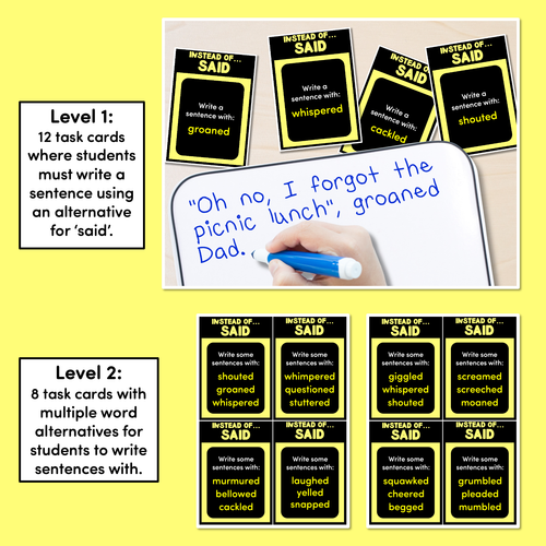 Resource preview 2 for Instead of SAID & WENT - Descriptive Language Task Cards - VCOP aligned