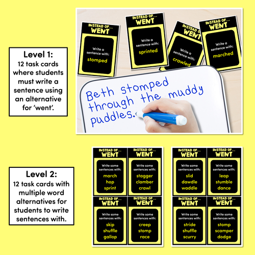 Resource preview 3 for Instead of SAID & WENT - Descriptive Language Task Cards - VCOP aligned