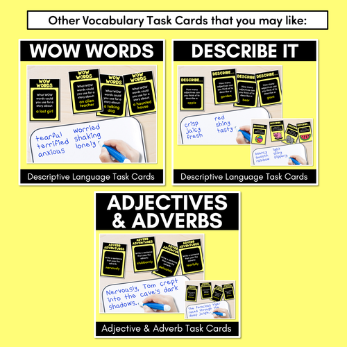 Resource preview 4 for Instead of SAID & WENT - Descriptive Language Task Cards - VCOP aligned