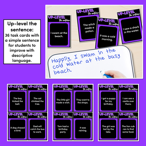 Resource preview 2 for Descriptive Language Task Cards - Up-level the Sentence - VCOP Aligned