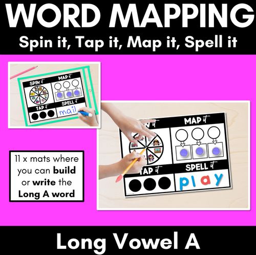 Resource preview 1 for Long Vowel A Words SPIN IT TAP IT MAP IT SPELL IT - Mapping Mats - No Prep