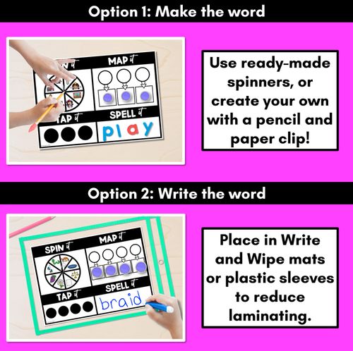 Resource preview 2 for Long Vowel A Words SPIN IT TAP IT MAP IT SPELL IT - Mapping Mats - No Prep