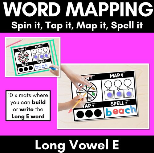 Resource preview 1 for Long Vowel E Words SPIN IT TAP IT MAP IT SPELL IT - Mapping Mats - No Prep