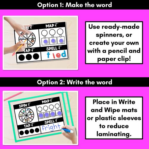 Resource preview 2 for Long Vowel I Words SPIN IT TAP IT MAP IT SPELL IT - Mapping Mats - No Prep