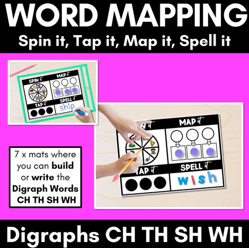 Resource preview 1 for Digraph CH SH TH WH Words SPIN IT TAP IT MAP IT SPELL IT - Mapping Mats - No Prep