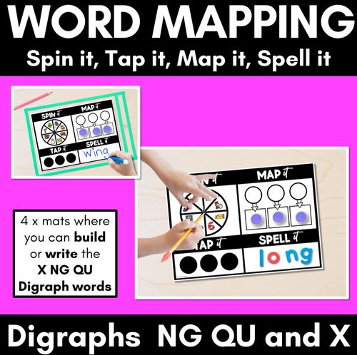 Resource preview 1 for Digraph NG QU and X Words SPIN IT TAP IT MAP IT SPELL IT - Mapping Mats - No Prep