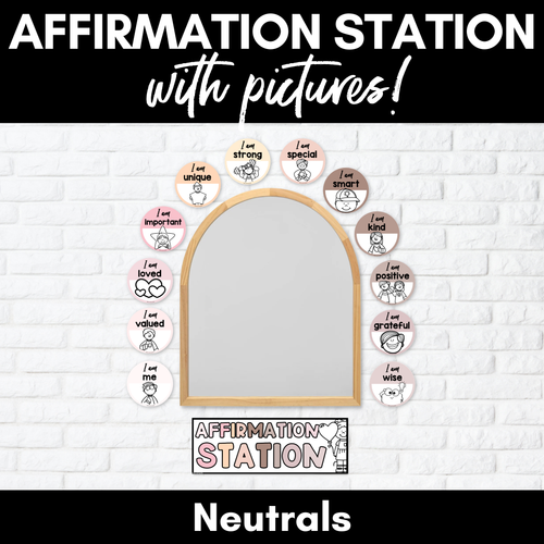 Resource preview 1 for Affirmation Station with Pictures - Free Printable Affirmation Cards - NEUTRALS