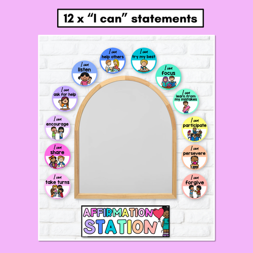 Resource preview 3 for Affirmation Station with Pictures - Free Printable Affirmation Cards - RAINBOW BRIGHTS