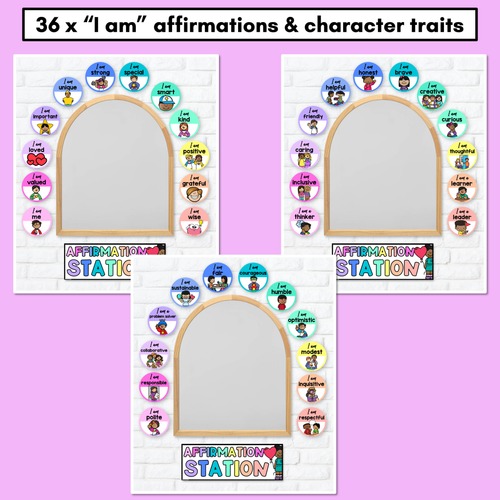 Resource preview 4 for Affirmation Station with Pictures - Free Printable Affirmation Cards - RAINBOW BRIGHTS