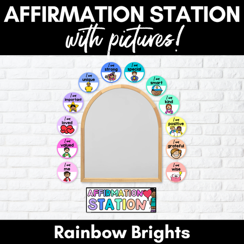 Resource preview 1 for Affirmation Station with Pictures - Free Printable Affirmation Cards - RAINBOW BRIGHTS