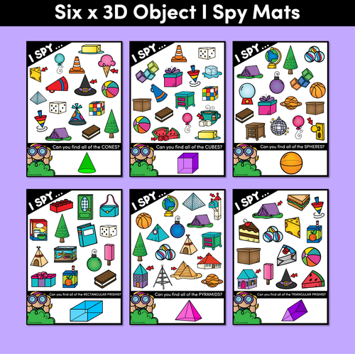 Resource preview 3 for I Spy 3D Objects Mats & Worksheets