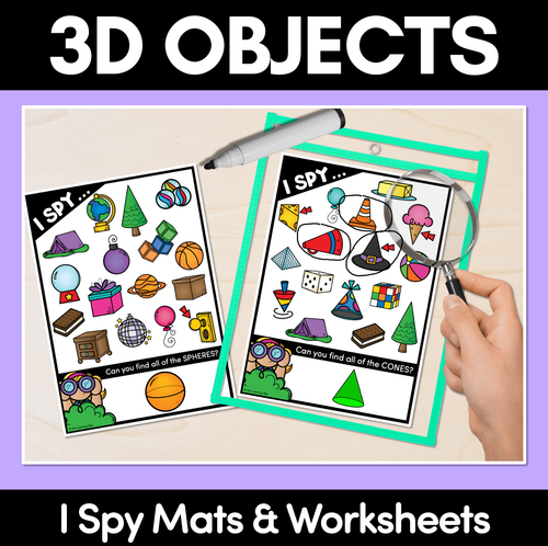 Resource preview 1 for I Spy 3D Objects Mats & Worksheets