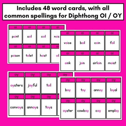 Resource preview 3 for Diphthong OI OY Card Game - Phonics Flip for diphthong OI OY Sounds