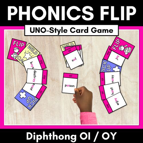 Resource preview 1 for Diphthong OI OY Card Game - Phonics Flip for diphthong OI OY Sounds