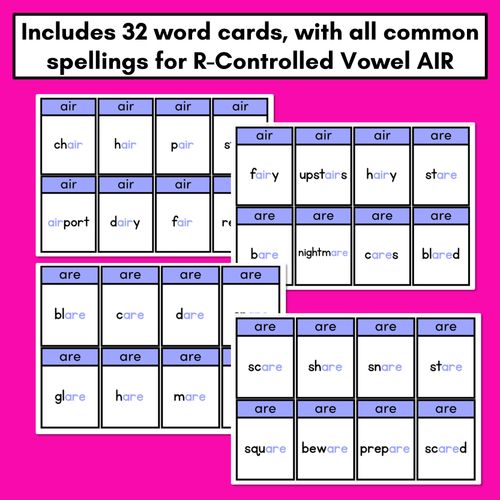 Resource preview 3 for R-Controlled Vowel AIR Sound Card Game - Phonics Flip for R-Controlled Vowel AIR Sounds