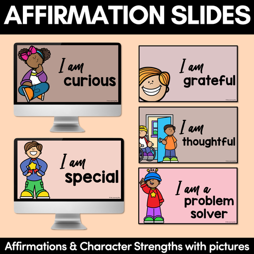 Resource preview 1 for Affirmation Slides with Pictures - NEUTRALS - designed to match the Free Printable Affirmation Station Cards