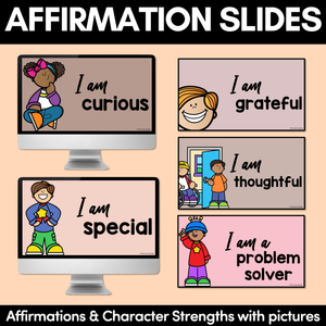 Affirmation Slides with Pictures - NEUTRALS - designed to match the Free Printable Affirmation Station Cards