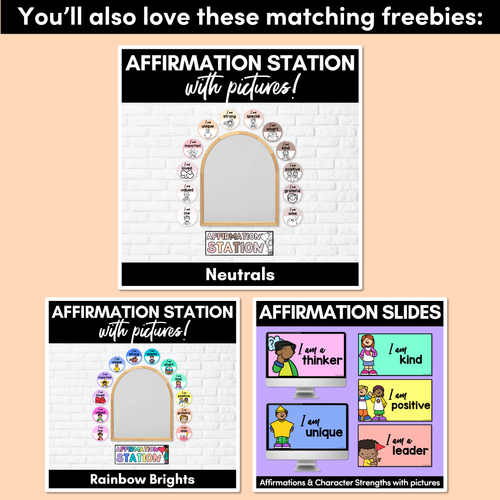 Resource preview 4 for Affirmation Slides with Pictures - NEUTRALS - designed to match the Free Printable Affirmation Station Cards