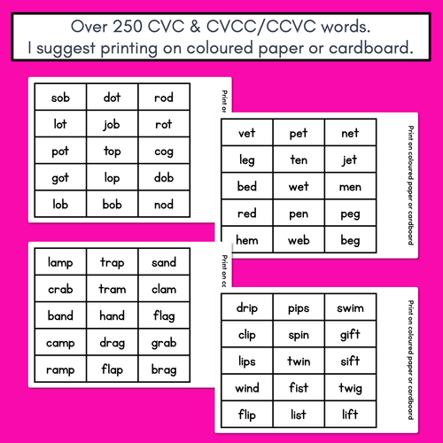 Resource preview 4 for CVC & CVCC WORDS PHONICS GAME - Roll It Read It Keep It OR Roll It Spell It Keep It with decodable words