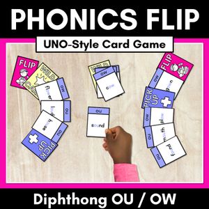 Diphthong OU OW Card Game - Phonics Flip for diphthong OU OW Sounds