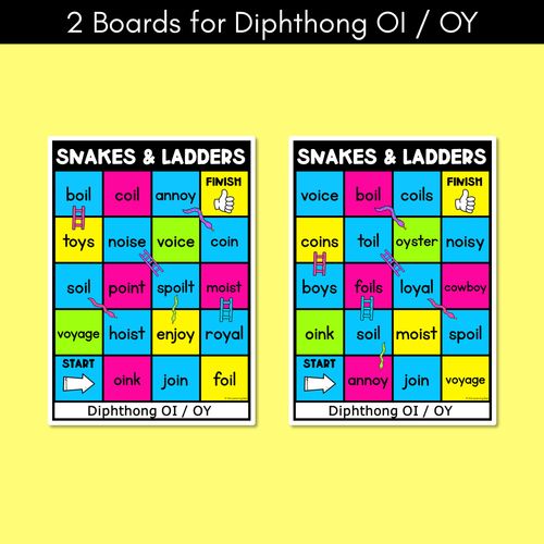 Resource preview 2 for Phonics Game for Diphthong OI / OY Words - Snakes & Ladders