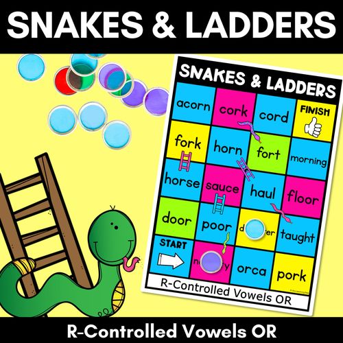 Resource preview 1 for Phonics Game for R-Controlled Vowels OR Words - Snakes & Ladders