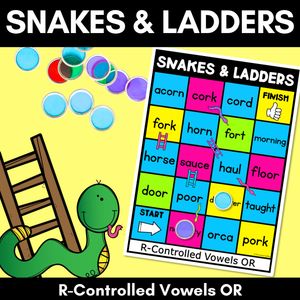 Phonics Game for R-Controlled Vowels OR Words - Snakes & Ladders