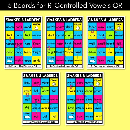 Resource preview 2 for Phonics Game for R-Controlled Vowels OR Words - Snakes & Ladders