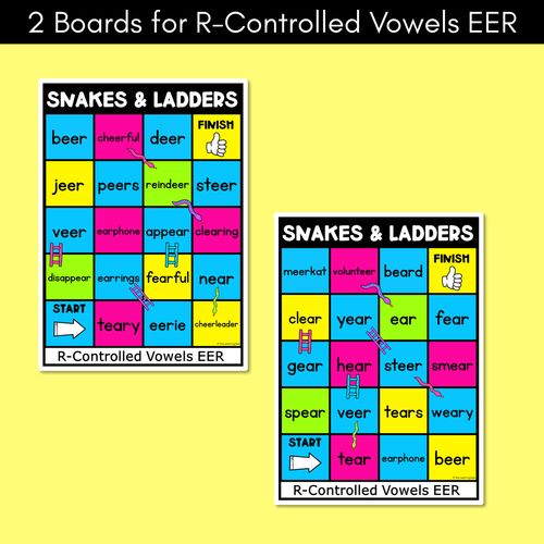 Resource preview 2 for Phonics Game for R-Controlled EER Words - Snakes & Ladders