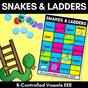 Phonics Game for R-Controlled EER Words - Snakes & Ladders