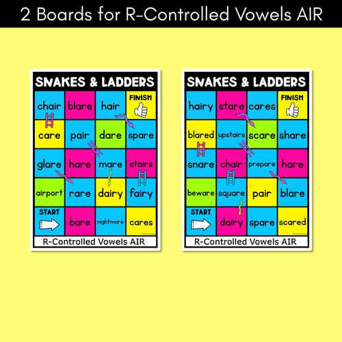 Resource preview 2 for Phonics Game for R-Controlled AIR Words - Snakes & Ladders